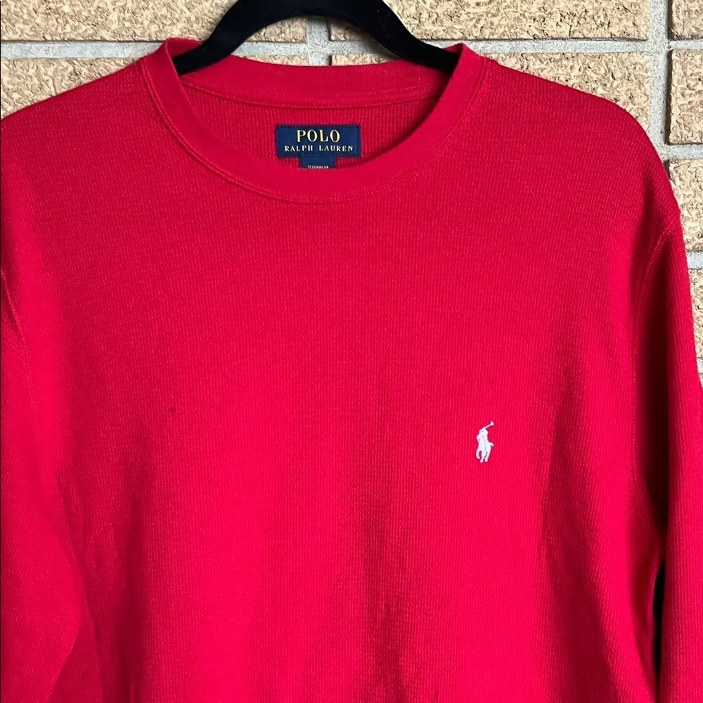 Polo by Ralph Lauren Bright Red Ribbed Crewneck Shirt